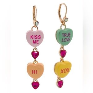 Betsey Johnson Sweet Heart Valentine Drop Earrings